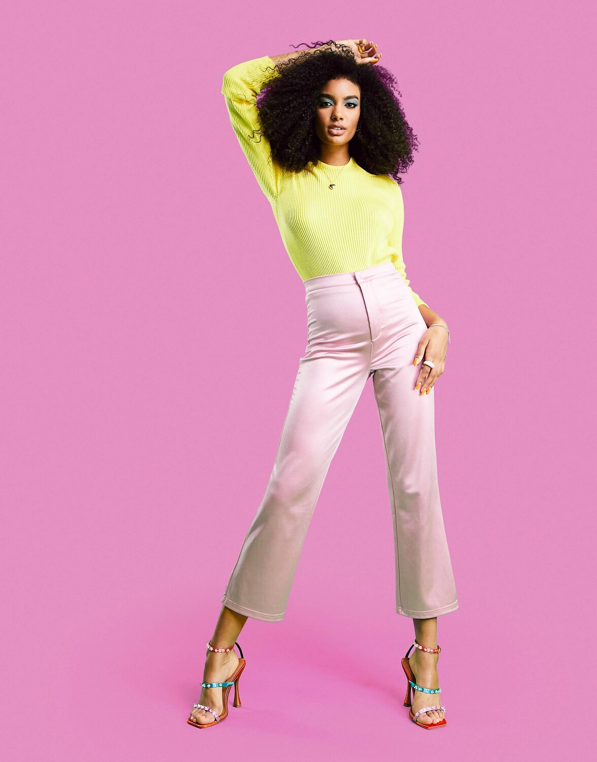 

Розовые узкие брюки диско ASOS DESIGN, Розовый