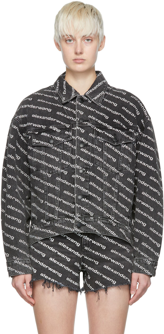 

Черная джинсовая куртка с заниженным хвостом Alexander Wang