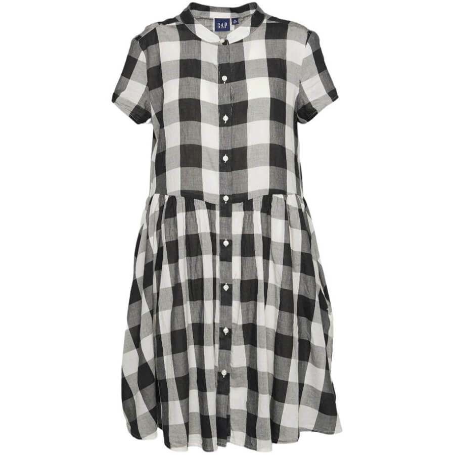 

Платье-рубашка GAP Empire Waist Mini Shirtdress, черно-белый
