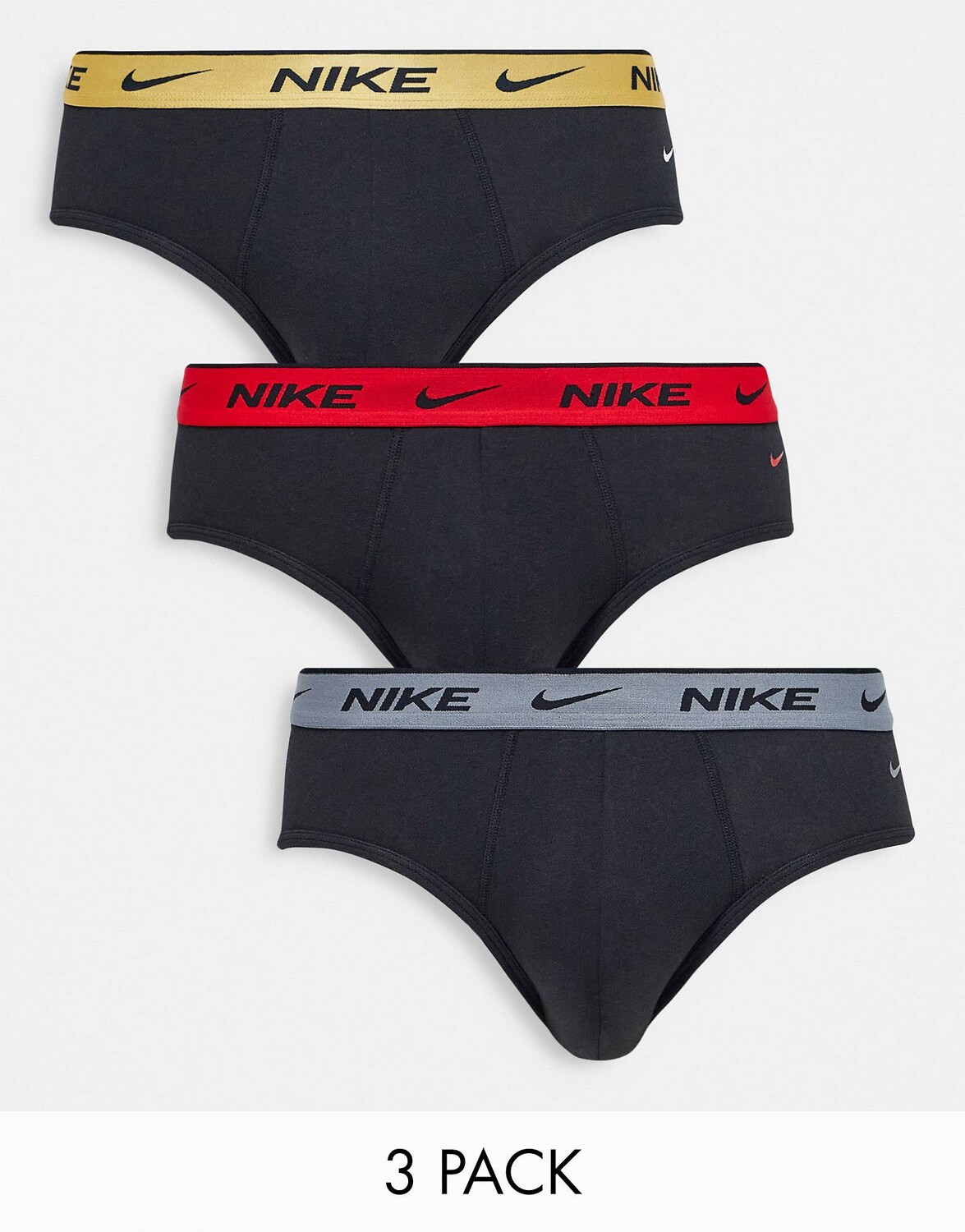 

Набор из 3 трусов-хипстеров Nike черного цвета с металлизированными поясами