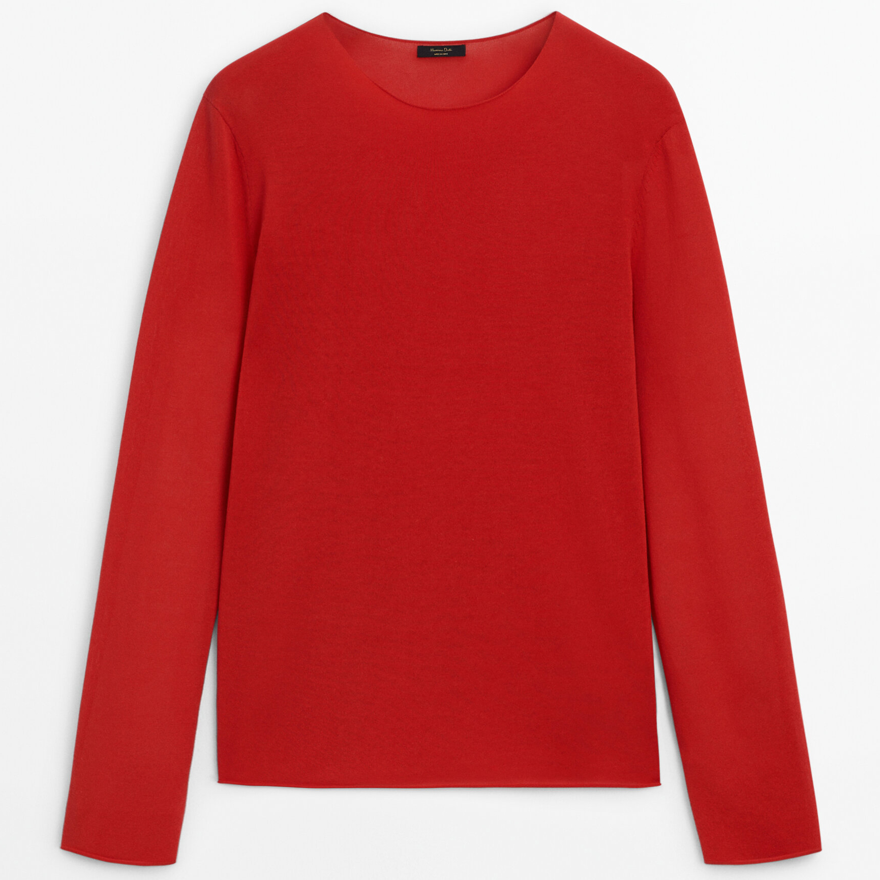 Джемпер Massimo Dutti Extra Fine Knit Crew Neck, красный джемпер женский вязаный трикотажный розовый с круглым воротом для невысоких