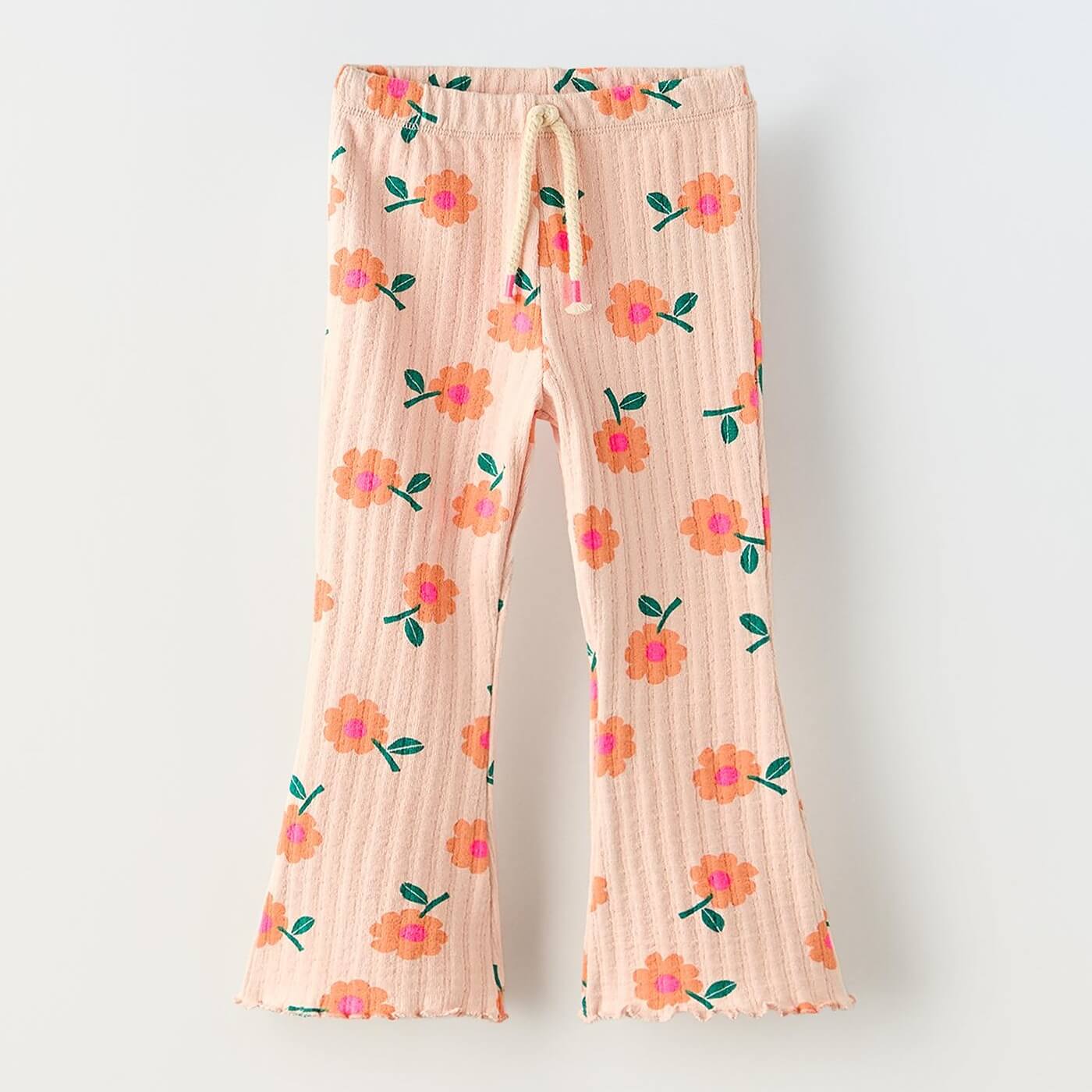 Леггинсы расклешенные Zara Open Knit Floral, светло-оранжевый