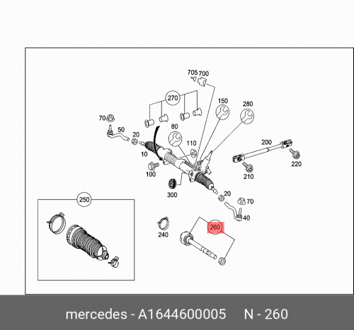 Тяга рулевая / lenkstange A1644600005 MERCEDES-BENZ цена и фото
