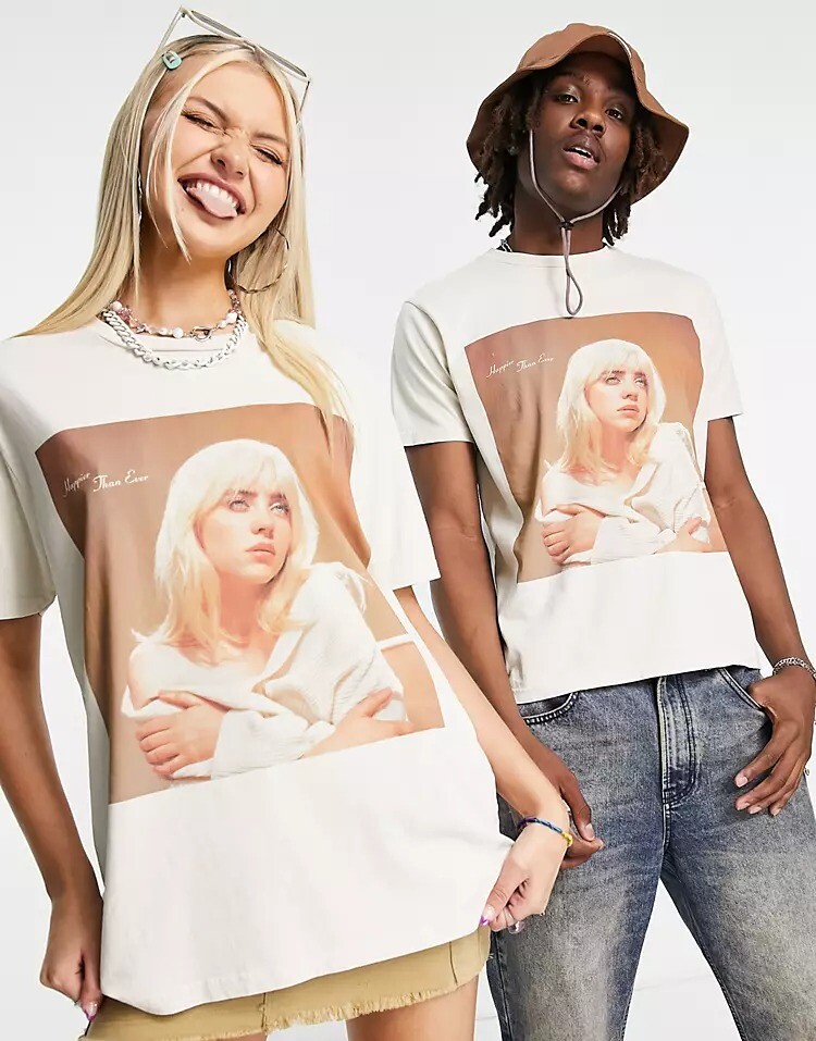 

Футболка унисекс из хлопка с логотипом Billie Eilish Reclaimed Vintage, экрю