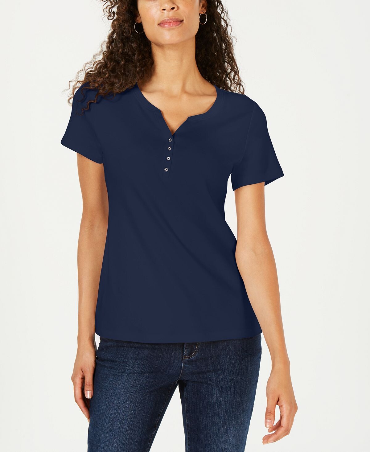 

Топ henley с короткими рукавами, созданный для macy's Karen Scott, мульти