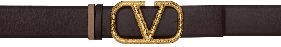 

Двусторонний коричнево-бежевый ремень с логотипом VLogo Valentino Garavani