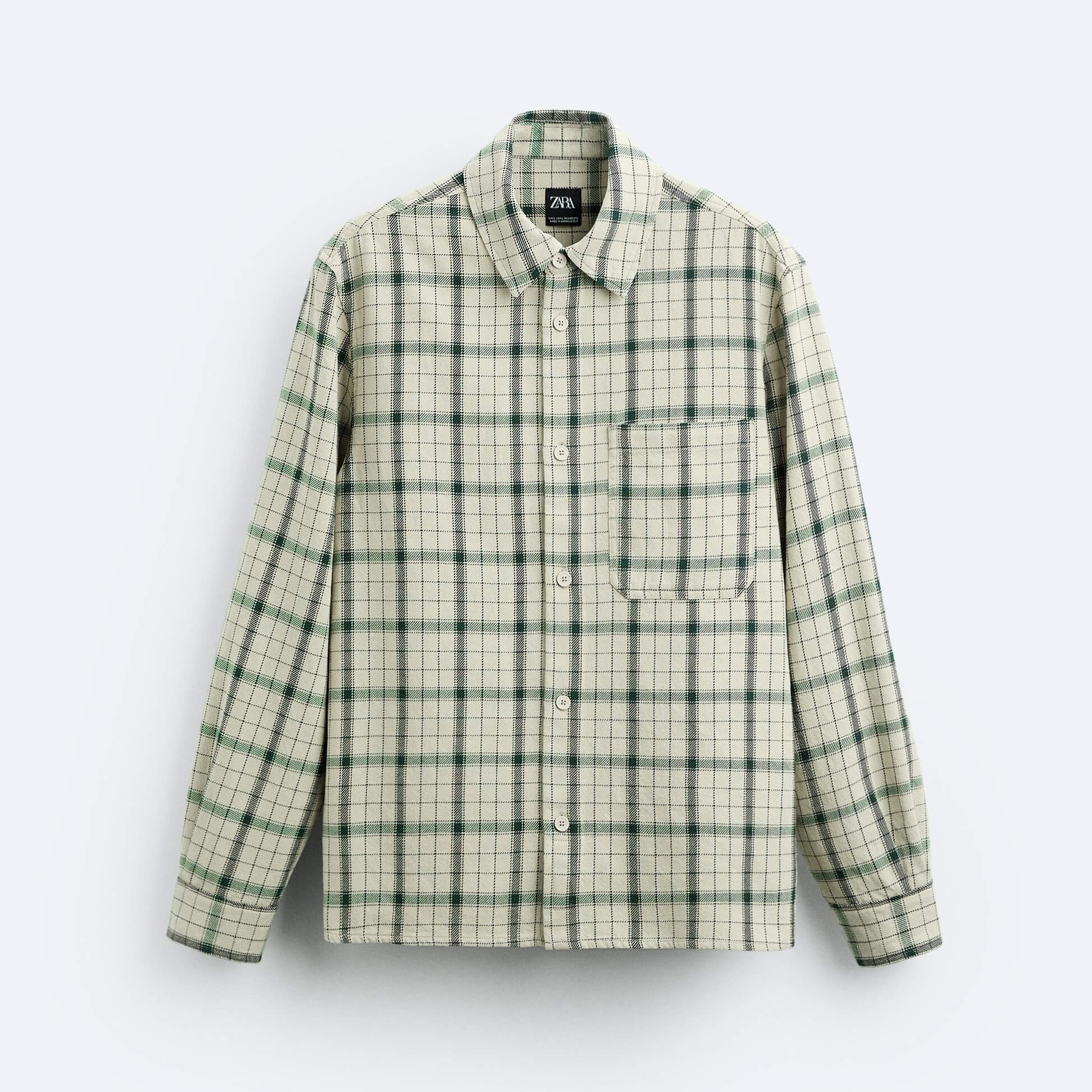 Рубашка верхняя Zara Check, светло-зеленый