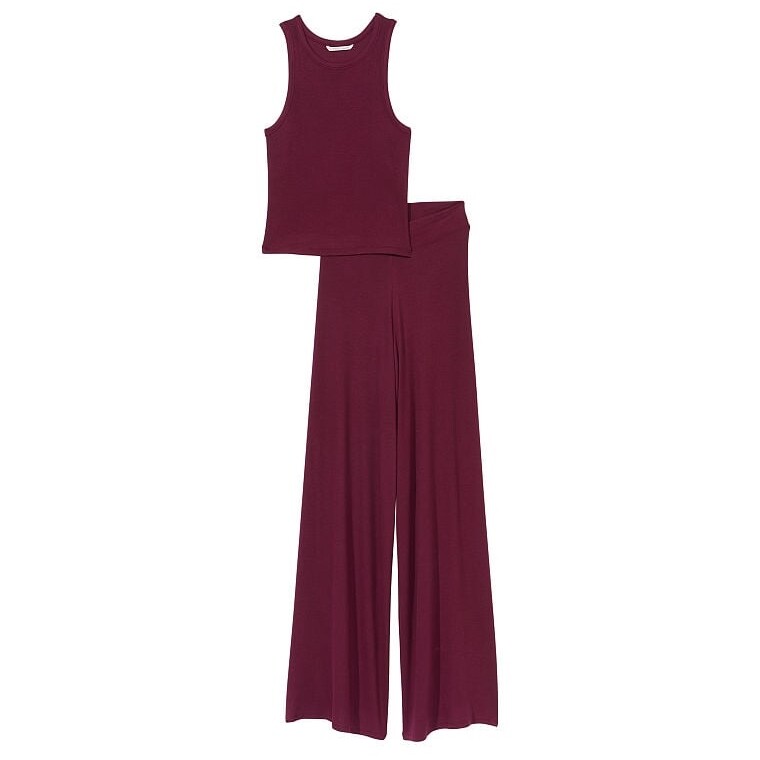 

Пижама Victoria's Secret Ribbed Modal Tank Flare Pants, бордовый