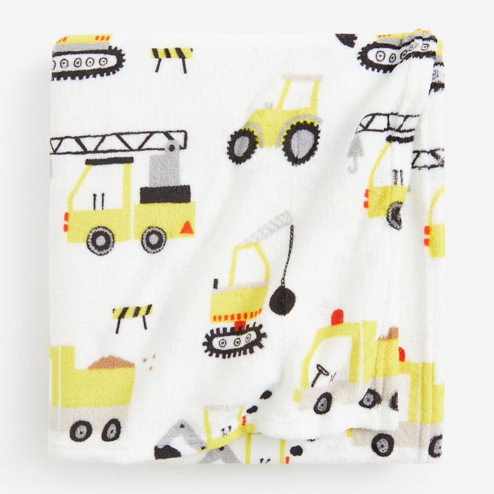 

Одеяло H&M Home Patterned Fleece Construction Machines, белый