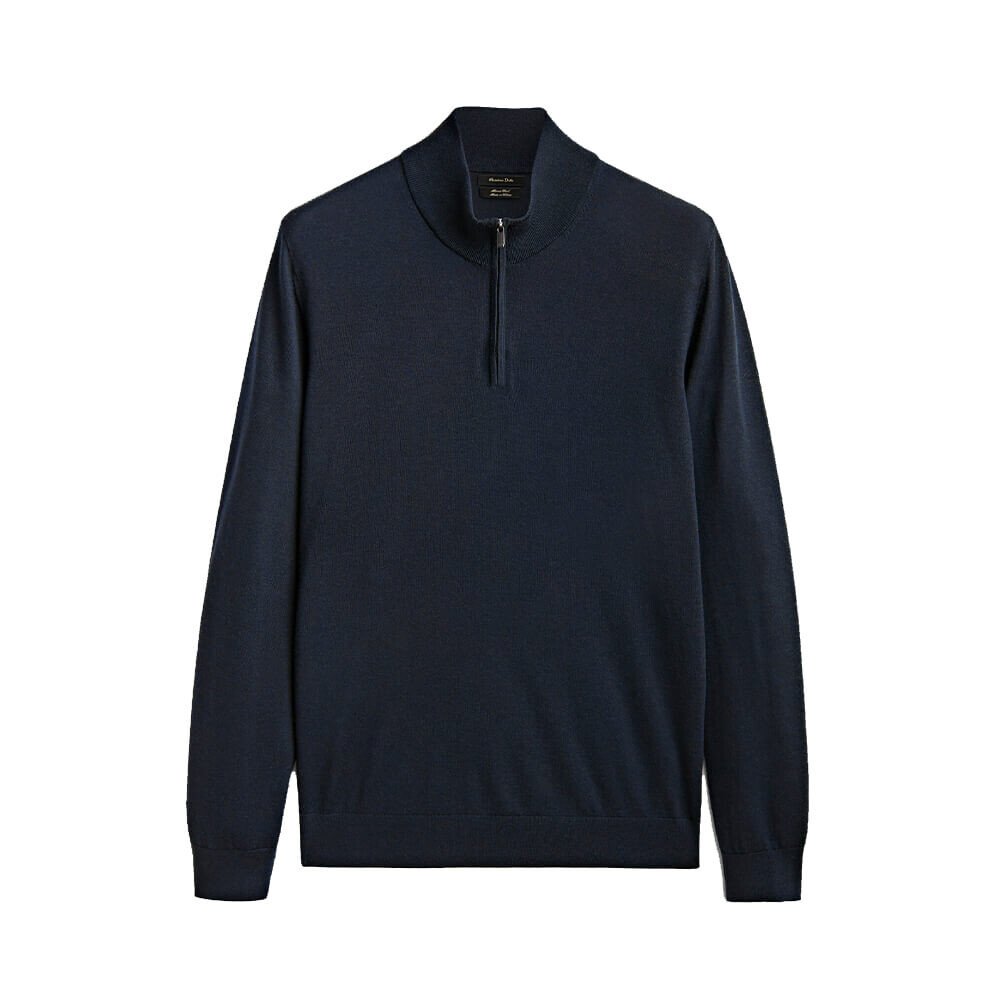 

Свитер Massimo Dutti Merino Wool Mock Neck, тёмно-синий (Размер XL)