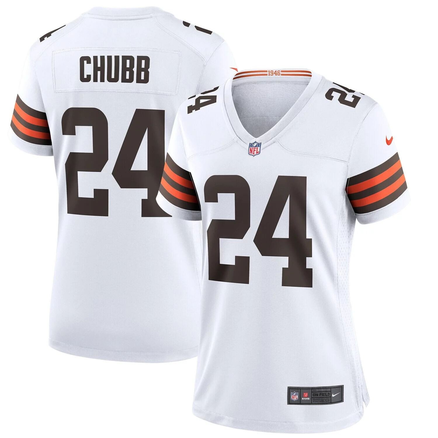 

Женское белое игровое джерси Nike Nick Chubb Cleveland Browns Nike