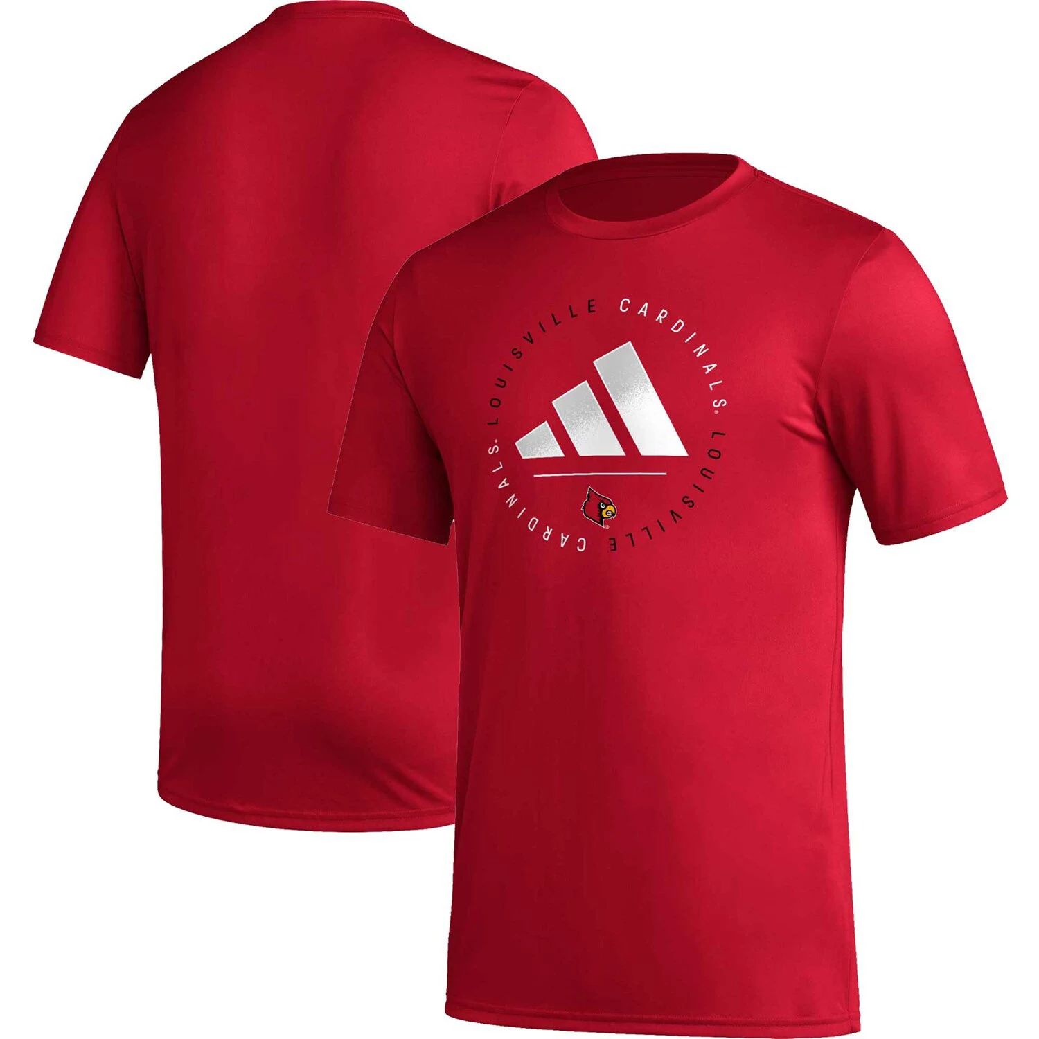 цена Мужская красная футболка adidas Louisville Cardinals в полоску Pregame