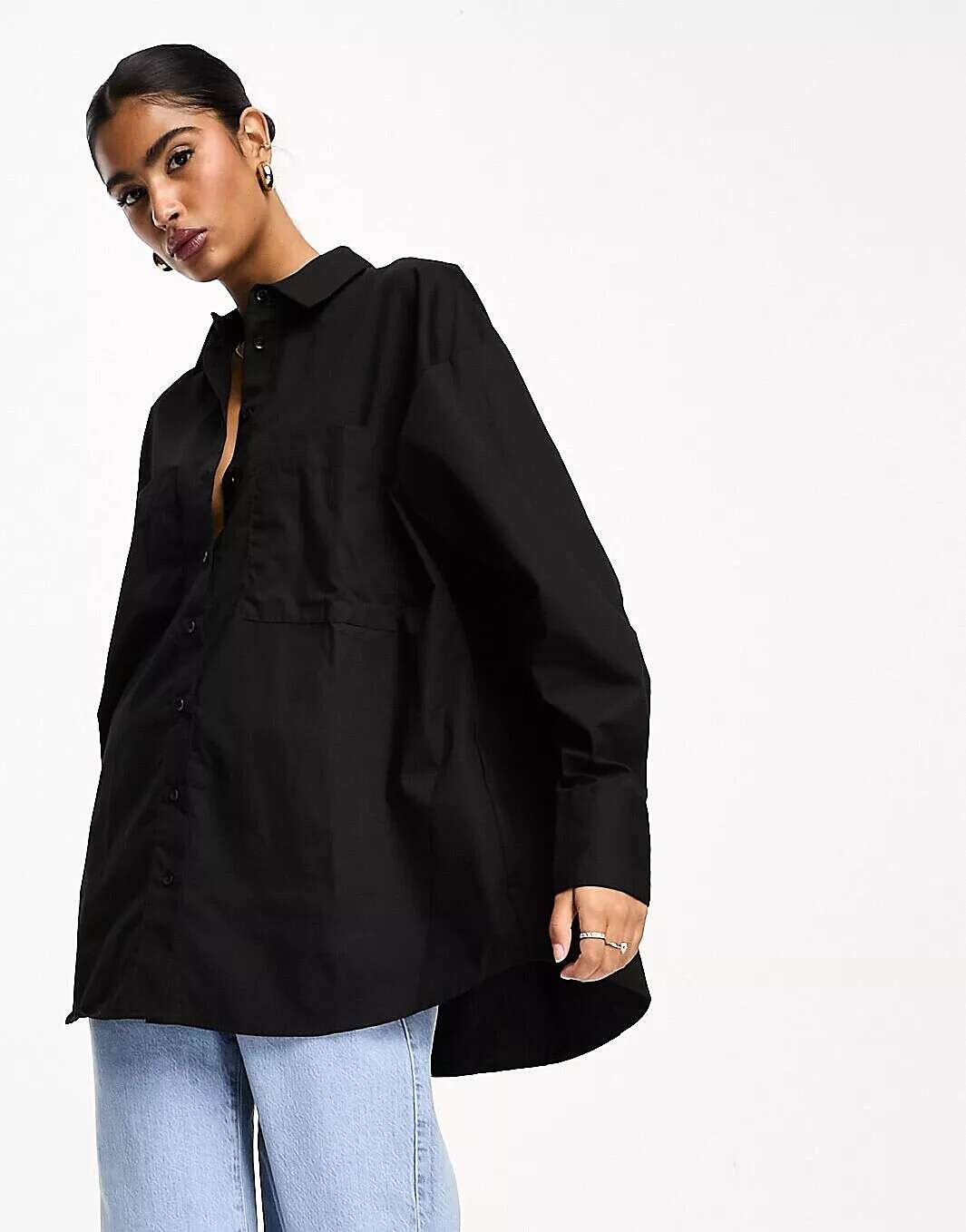 

Черная оверсайз-рубашка ASOS