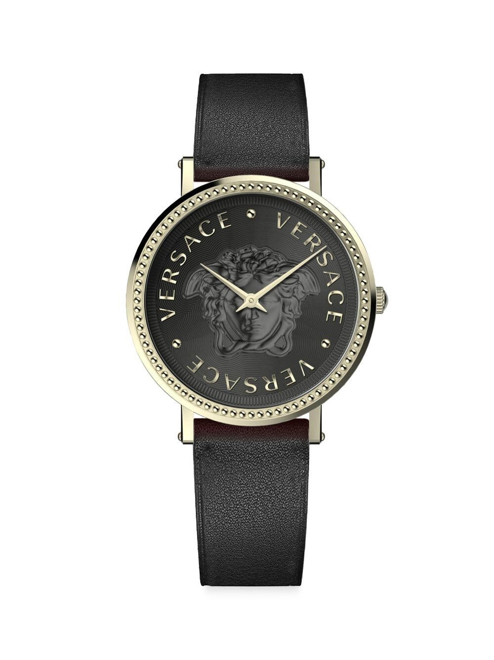 

Часы V-Dollar Goldtone из нержавеющей стали и кожи Versace, черный