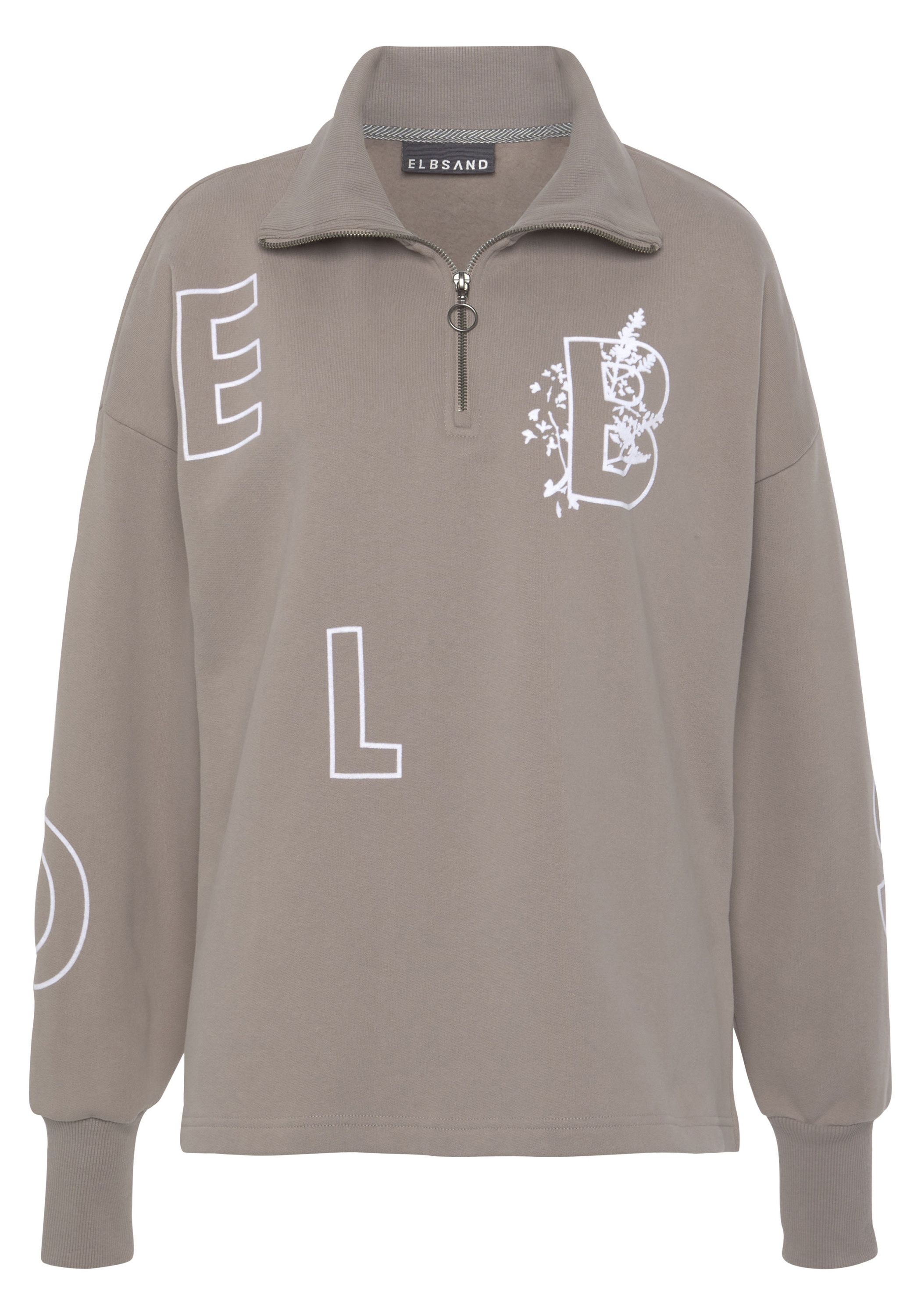 Свитер ELBSAND Sweatshirt, серо-коричневый поло zara sweatshirt with zip серо коричневый