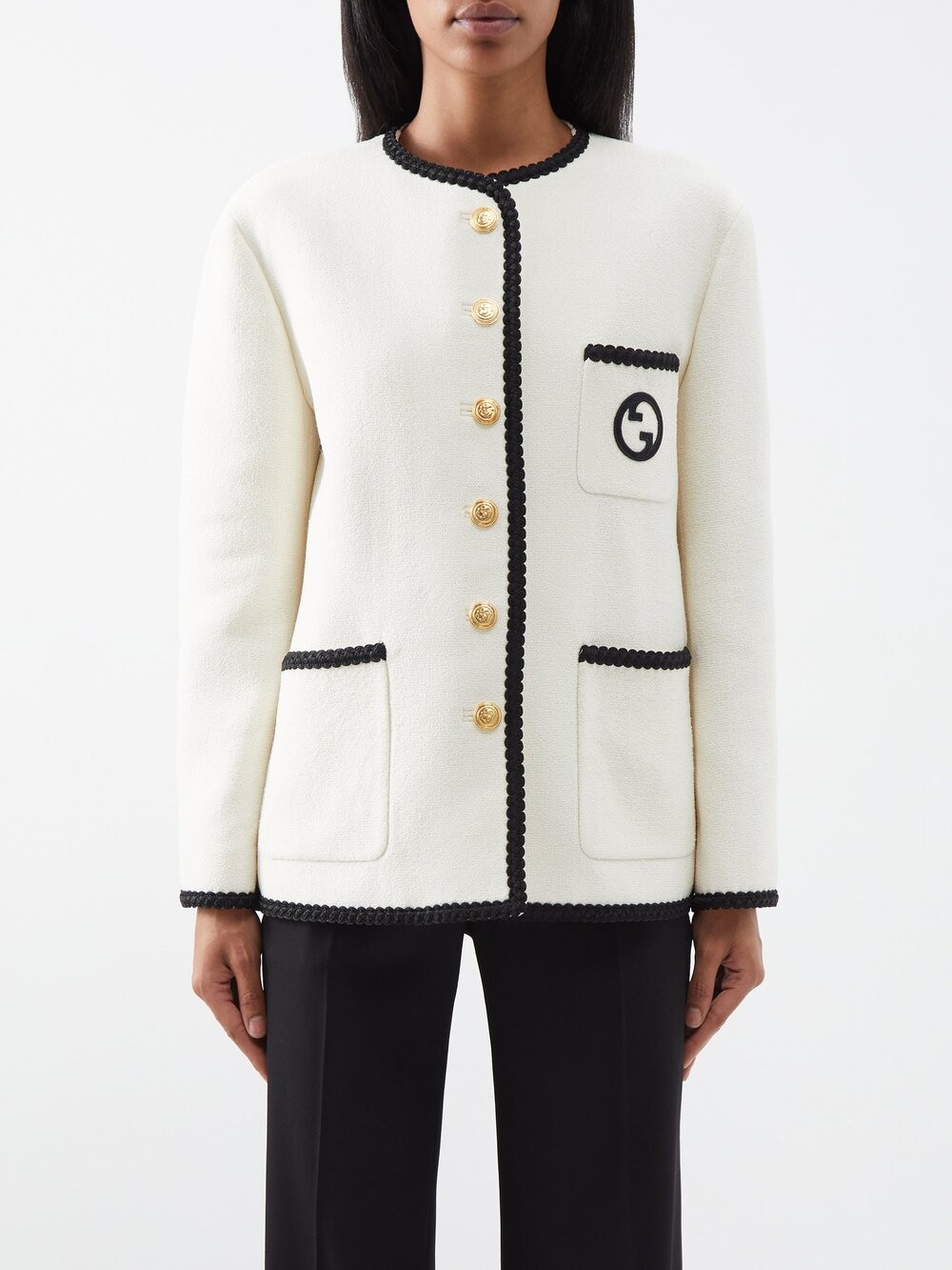 

Куртка из смесовой шерсти с аппликацией gg Gucci, белый