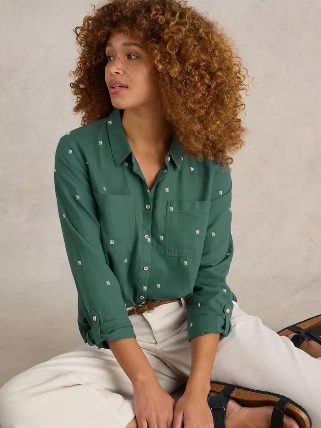 

Рубашка White Stuff Sophie Embroidered Organic Cotton, зеленый