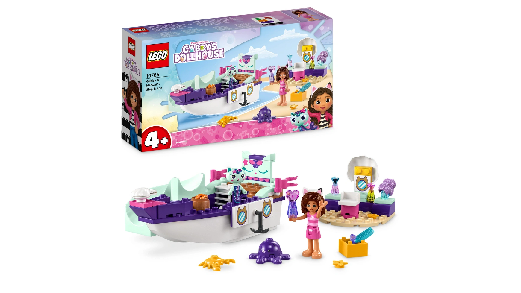 Lego Gabby's Dollhouse Корабль и спа морского котенка lego gabby s dollhouse кукольный домик габби