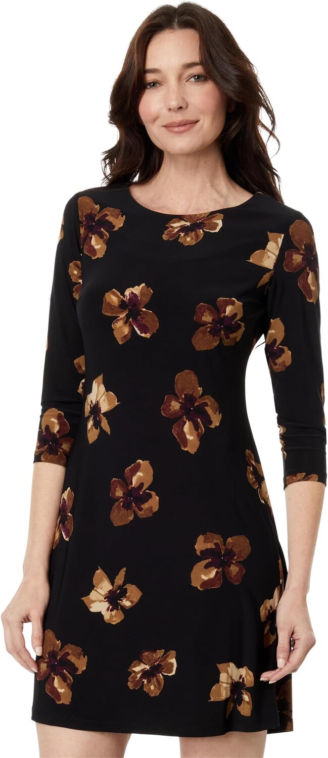 

Платье 3/4 Sleeve Jersey Shift Tommy Hilfiger, цвет Black Multi