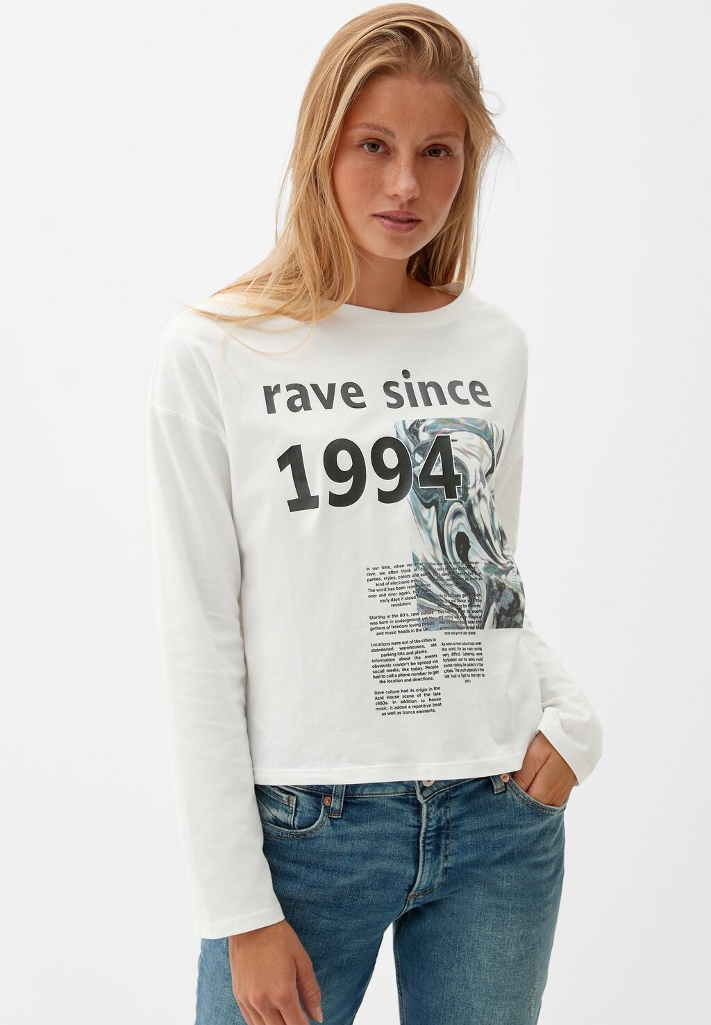 

Рубашка с длинным рукавом LONGSLEEVE MIT FRONTPRINT QS, цвет ecru