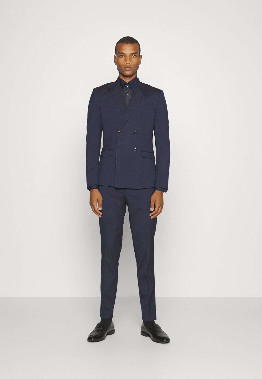 Костюм DOUBLE BREASTED PLAIN SLIM FIT SUIT Isaac Dewhirst, цвет navy