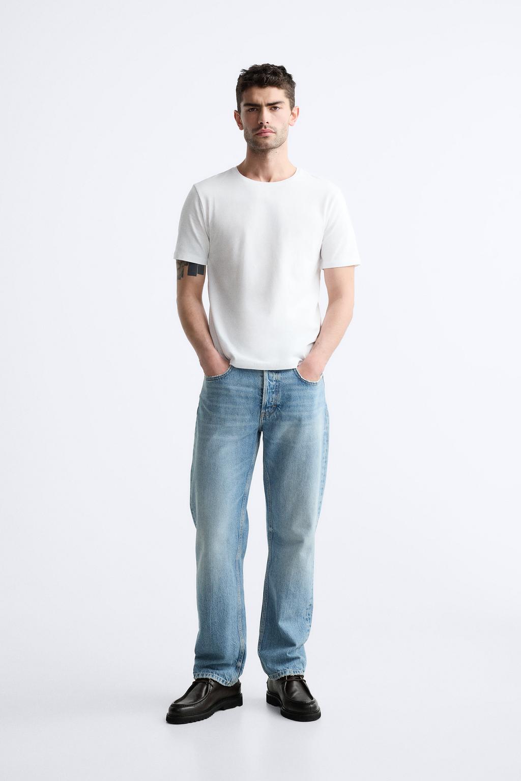 Базовая футболка узлого кроя ZARA, белый цена и фото