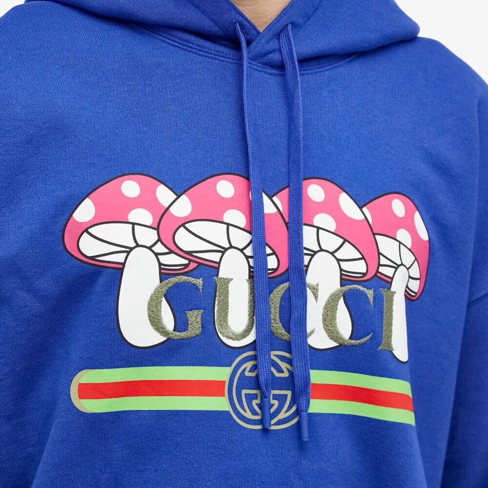 

Gucci Толстовка с логотипом и грибами, синий