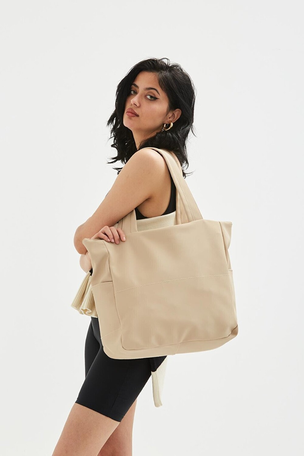 

Женская сумка через плечо Shopper Cecil большого размера, бежевая Minebag