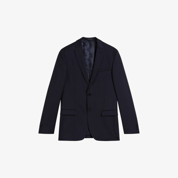 

Однобортный шерстяной пиджак узкого кроя Skyejes Ted Baker, темно-синий