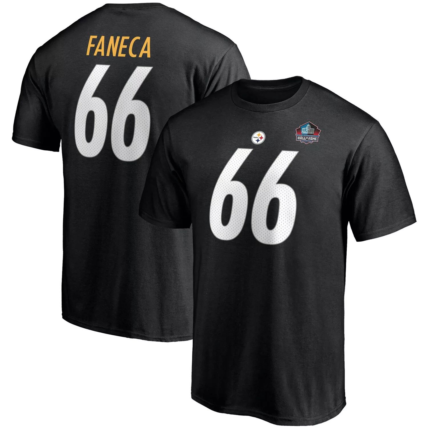 Мужская футболка Fanatics с брендом Alan Faneca, черная, Питтсбург Стилерс, Зал славы НФЛ, класс 2021, футболка с именем и номером
