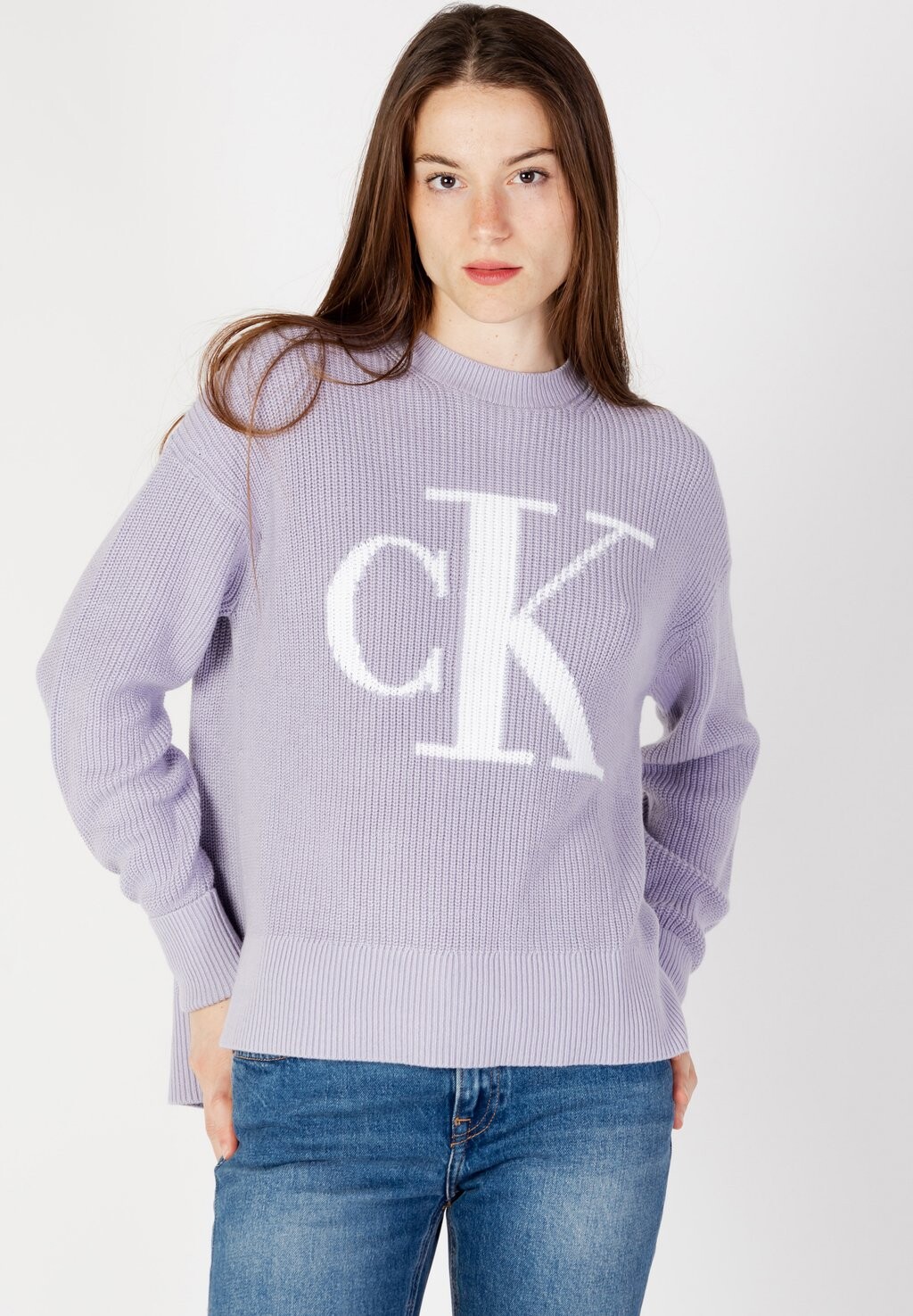 

Свитшот Calvin Klein Jeans LOOSE SW ИНТАРСИЯ, сиреневый