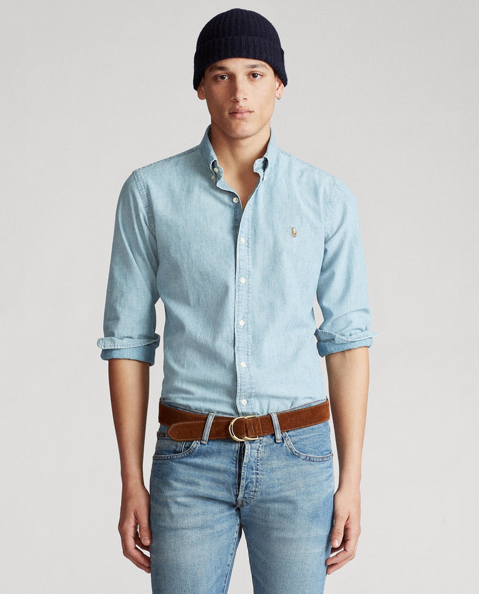 цена Мужская рубашка стандартного кроя из шамбре Polo Ralph Lauren, индиго