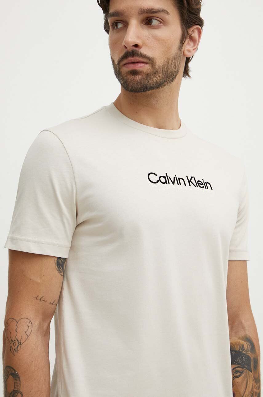 

Хлопковая футболка Calvin Klein, бежевый