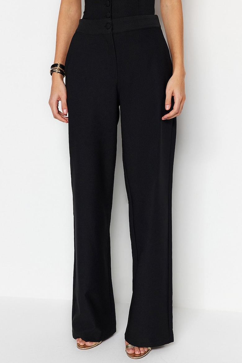 Широкие брюки с корсетной деталью Trendyol, черный
