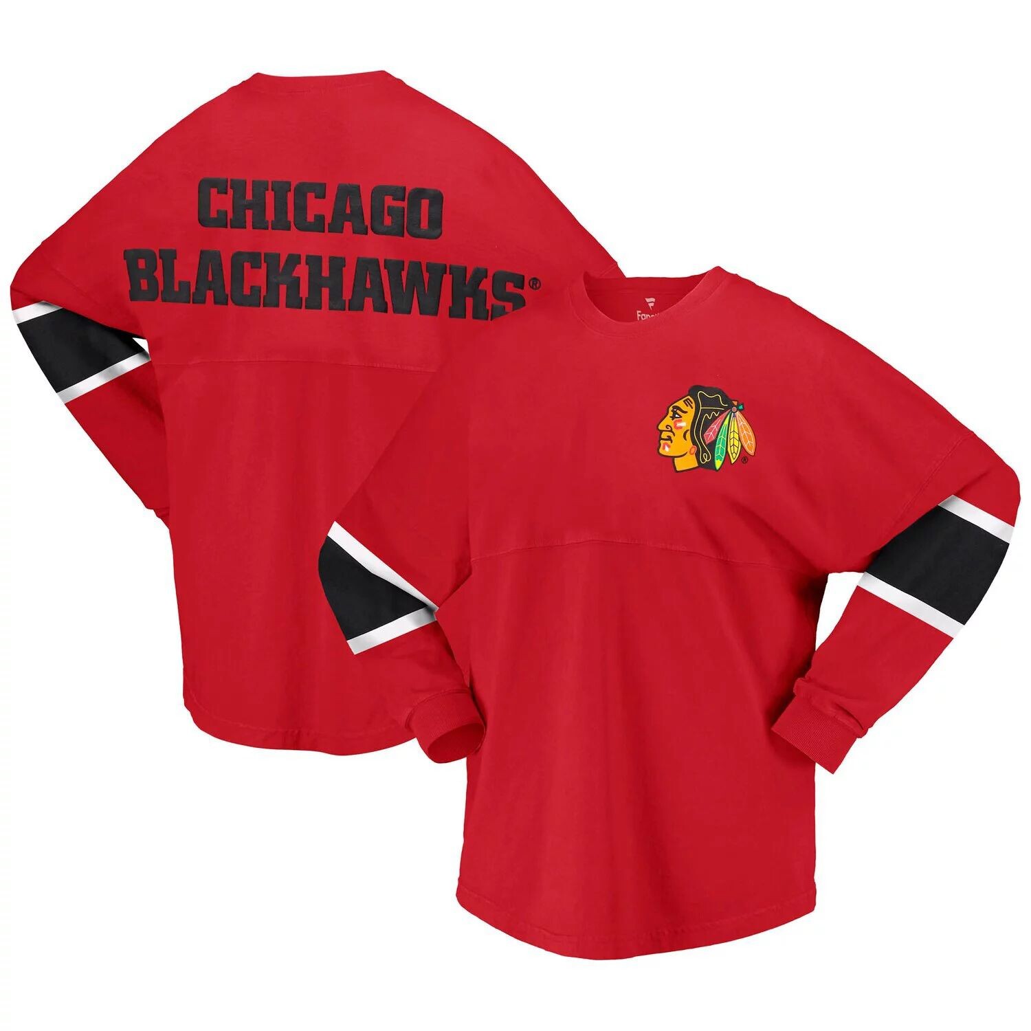 

Женская красная футболка из джерси с длинными рукавами и логотипом Fanatics Chicago Blackhawks Fanatics, Красный