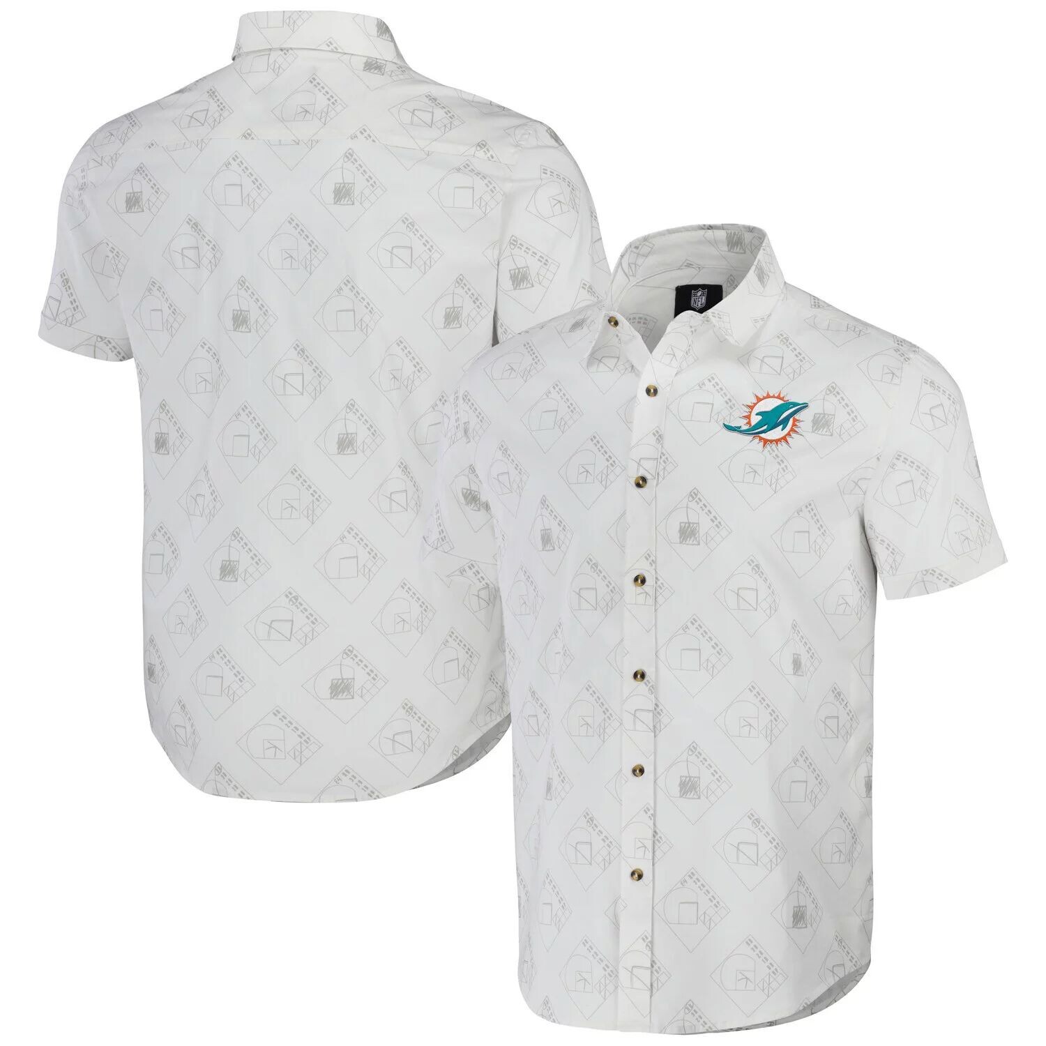 

Мужская коллекция NFL x Darius Rucker от Fanatics White Miami Dolphins тканая рубашка с короткими рукавами на пуговицах