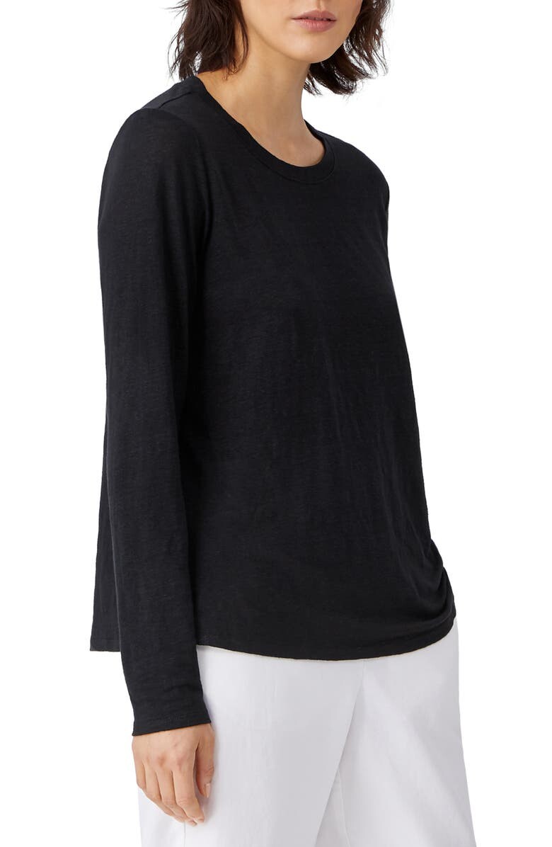 

Футболка с длинным рукавом из органического льна EILEEN FISHER, черный
