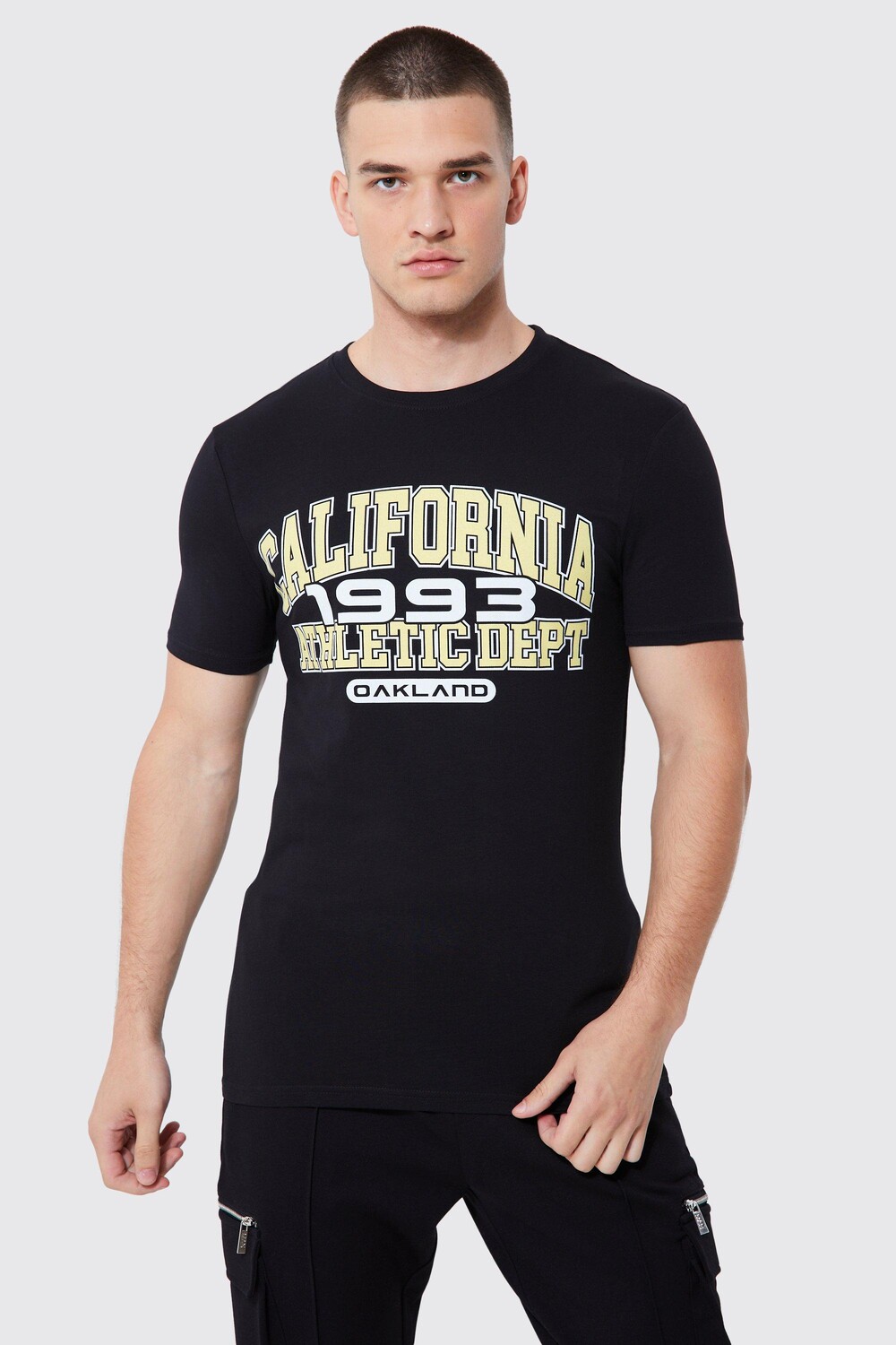 

Футболка tall muscle fit california varsity Boohoo, черный