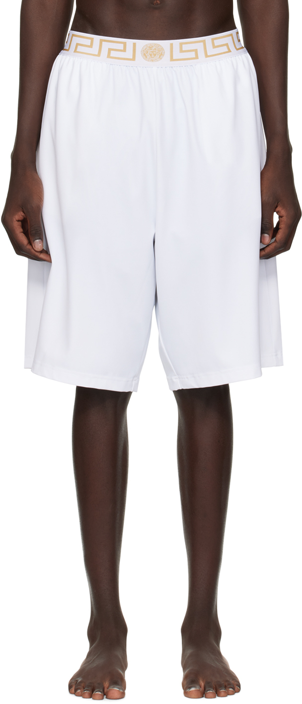 Белые шорты для плавания с каймой греческого цвета Versace Underwear