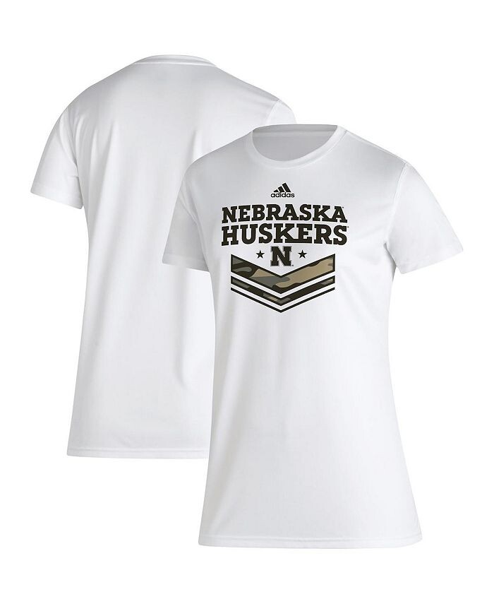 

Женская белая футболка Nebraska Huskers в военном стиле AEROREADY adidas, белый