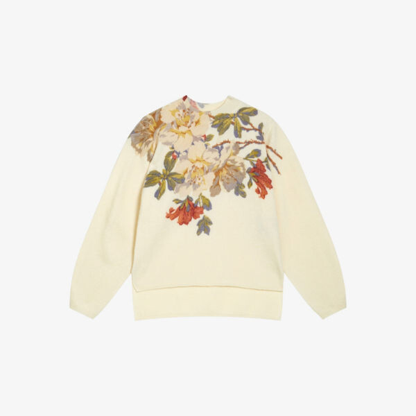 

Вязаный джемпер Evhaa с длинными рукавами и цветочным принтом Ted Baker, белый