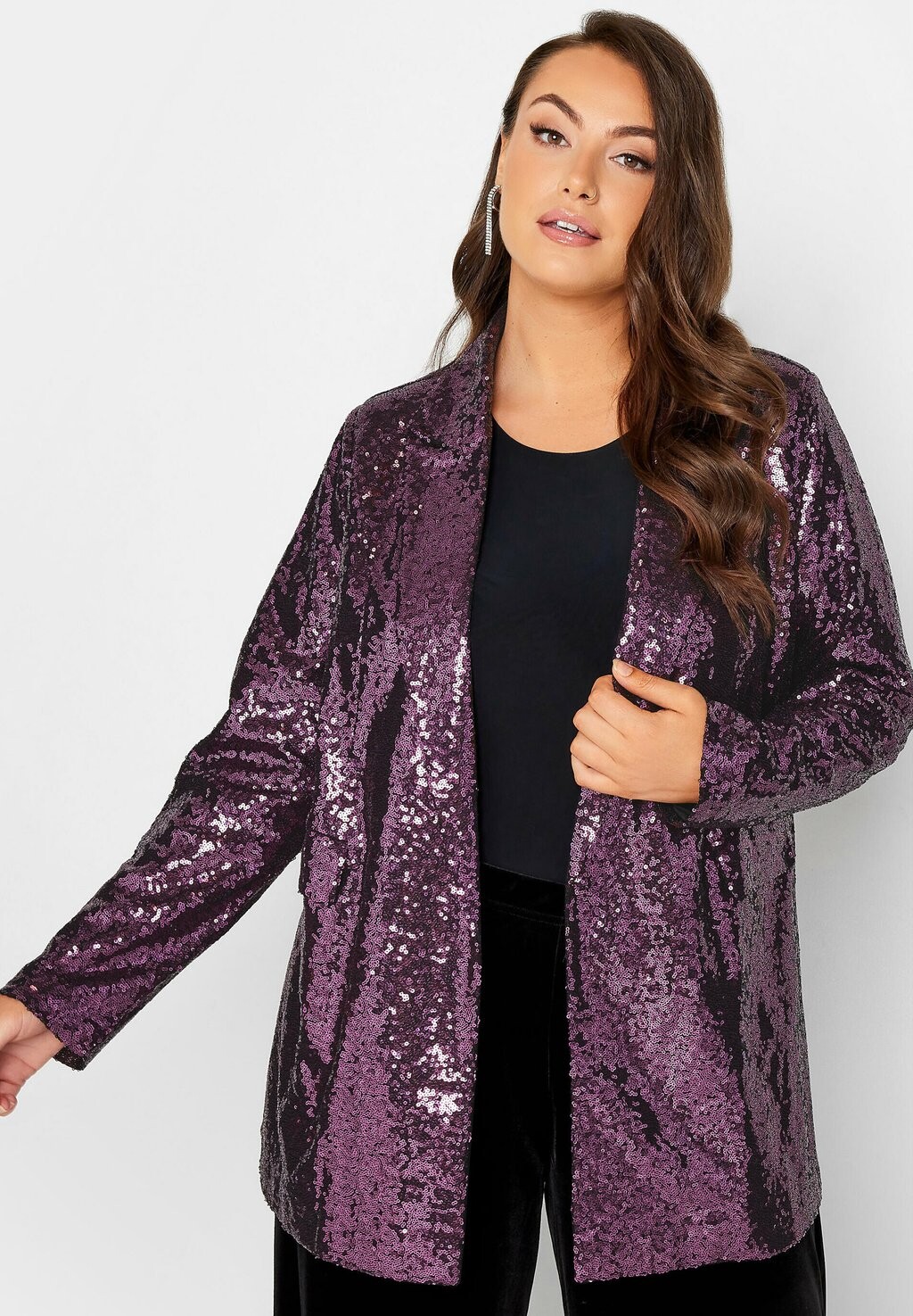 

Короткое пальто SEQUIN Yours Clothing, фиолетовый