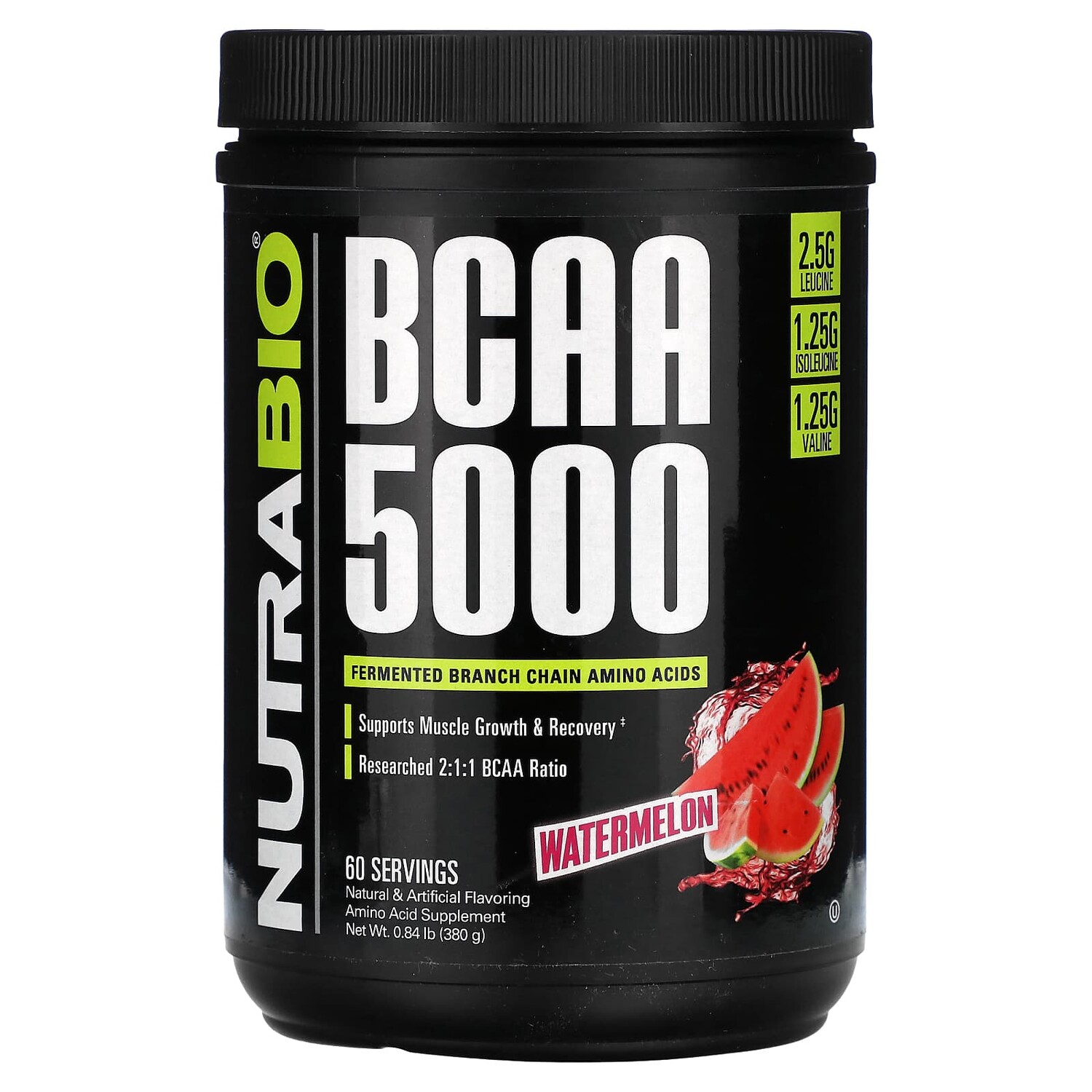 

BCAA 5000, арбуз, 380 г (0,84 фунта), NutraBio
