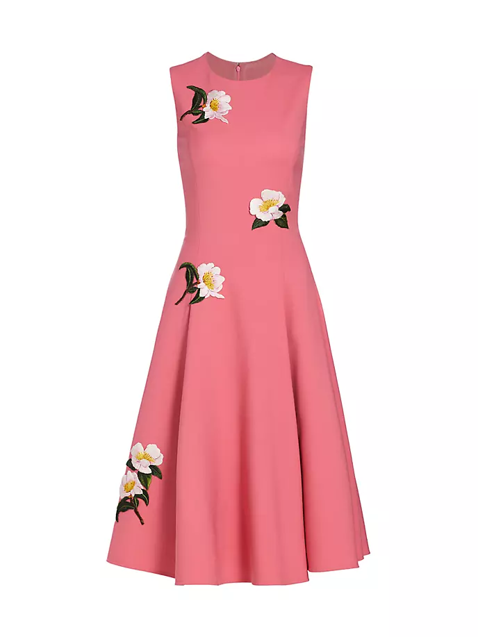 

Платье миди без рукавов с нитками Camellia Oscar De La Renta, цвет dark rose