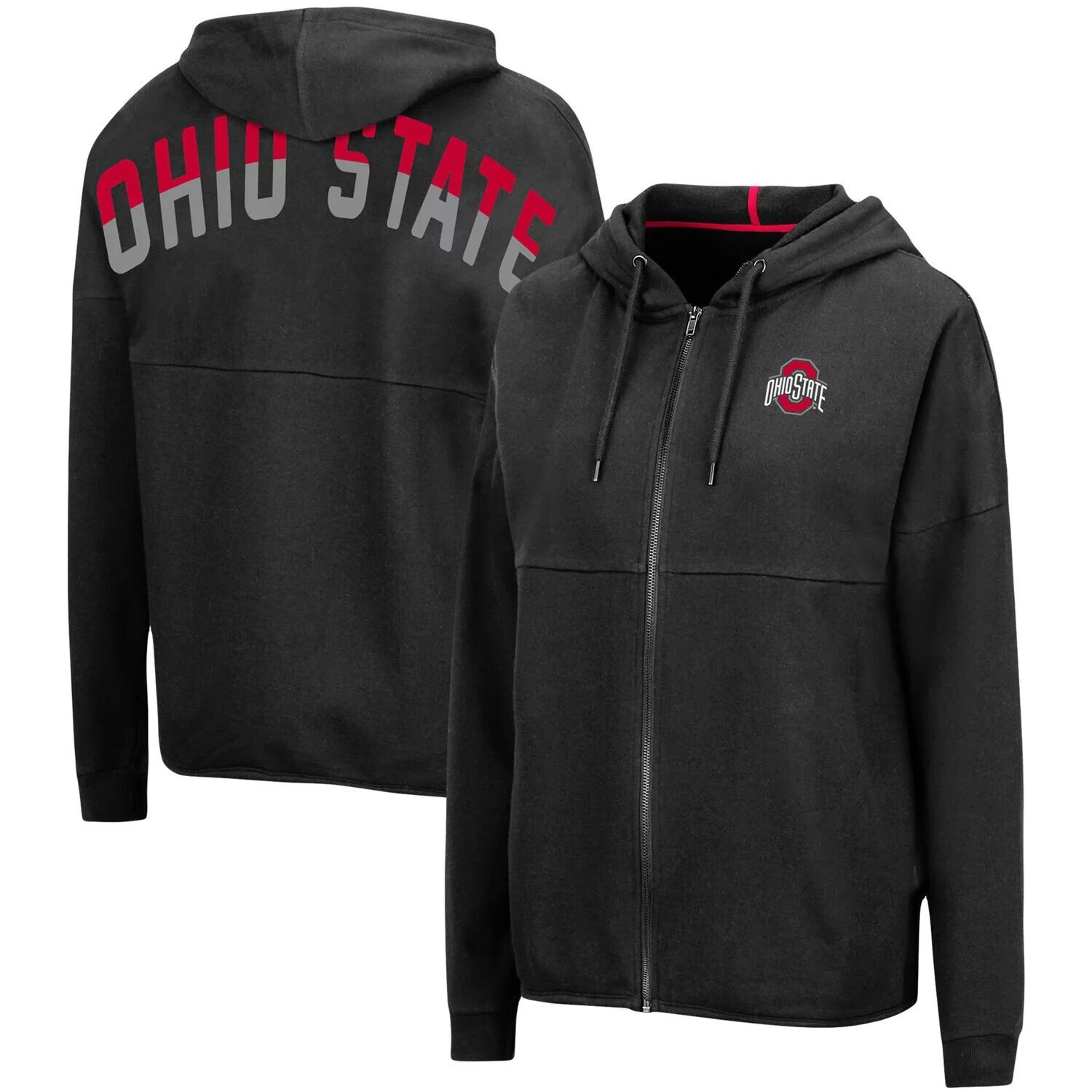 

Женская толстовка с капюшоном на молнии во всю длину Colosseum Black Ohio State Buckeyes Two-Hit Colosseum