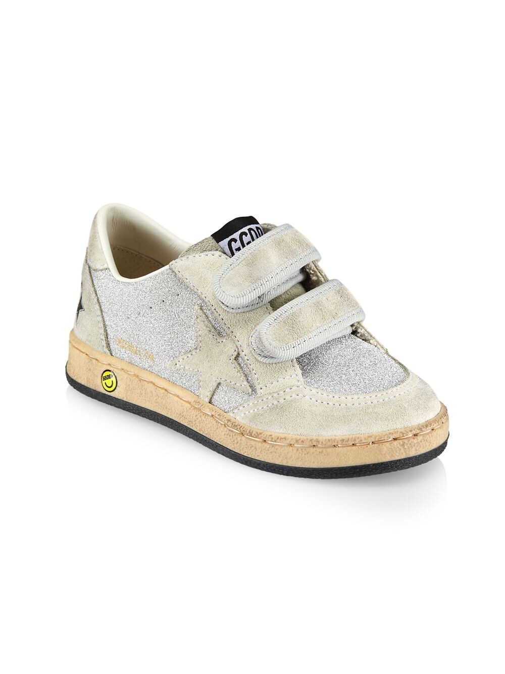 

Кроссовки Little Kid's & Kid's Ballstar Glitter Suede Star Golden Goose, серебряный