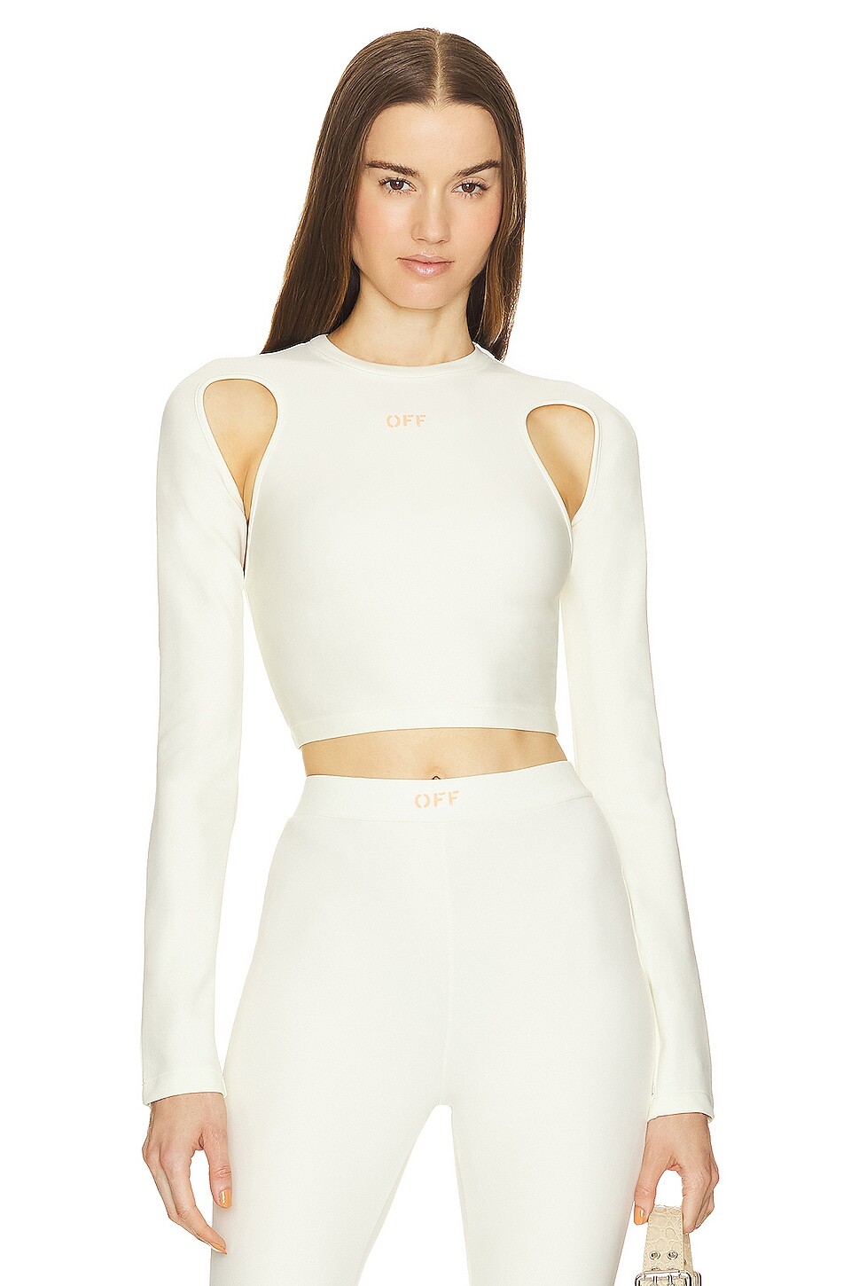 

Топ OFF-WHITE Sleek Long Sleeve Crop, белый