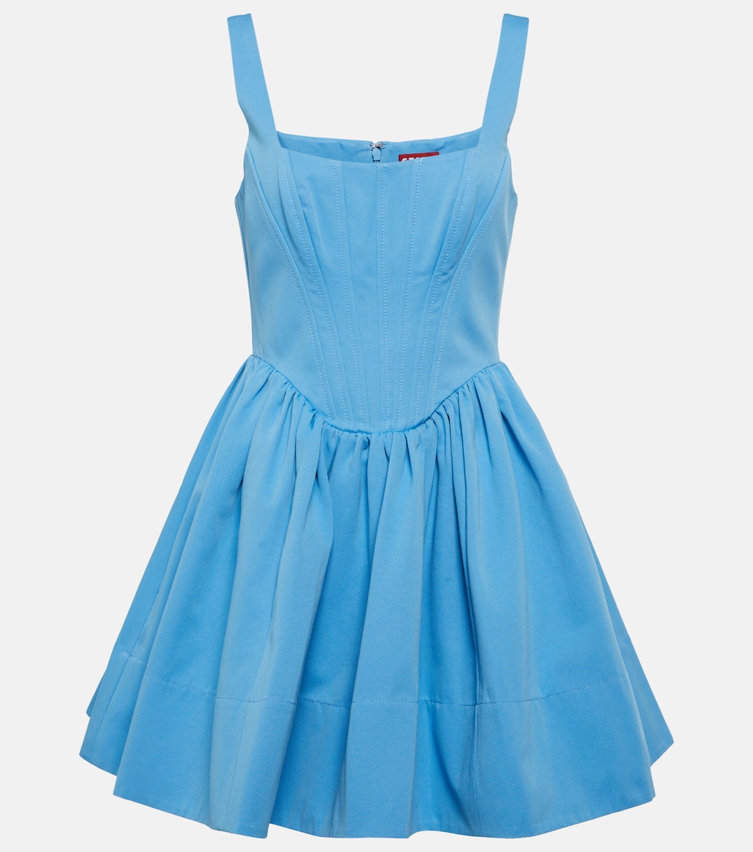 Мини-платье в стиле бэби-долл с пейзажем STAUD, синий