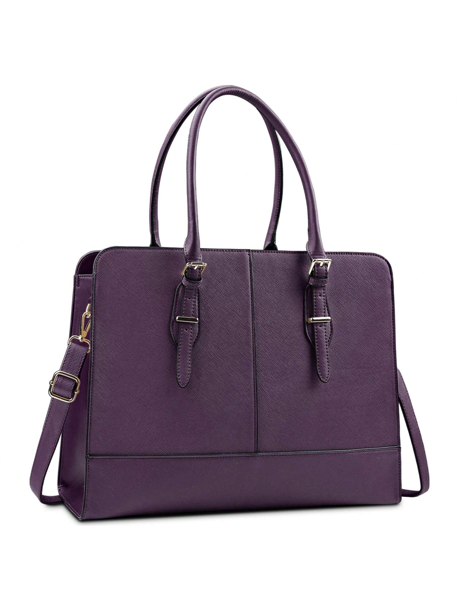 Женская кожаная сумка для ноутбука, фиолетовый