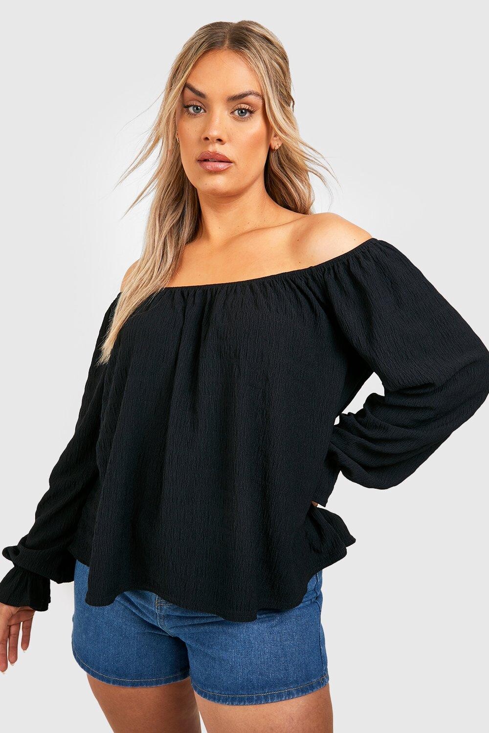 

качественный топ с открытыми плечами Boohoo, черный